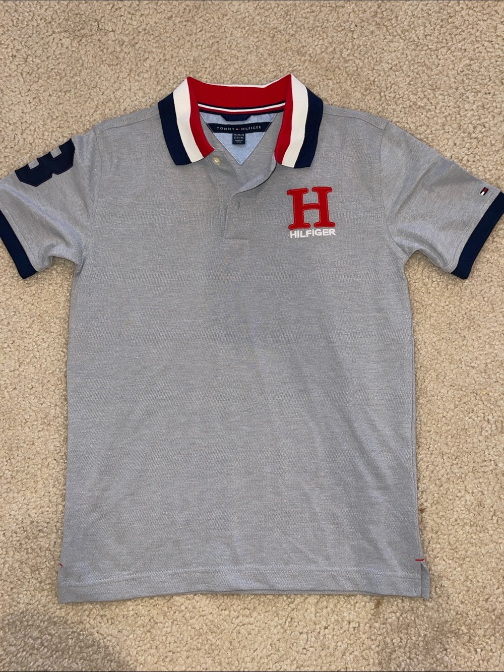 Tommy Hilfiger Boys Polo Shirt with Embroidered Logo Size Medium (size 12/14)